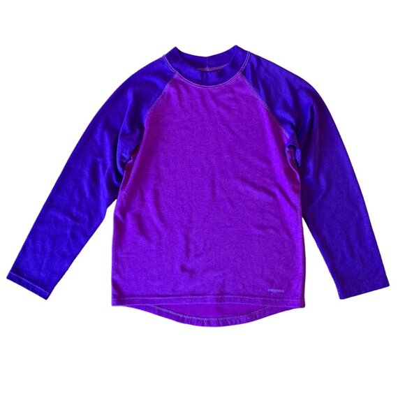 PATAGONIA Capilene Midweight Base Layer Top Girls 10 M Two Tone Purple Baselayer - Picture 1 of 8